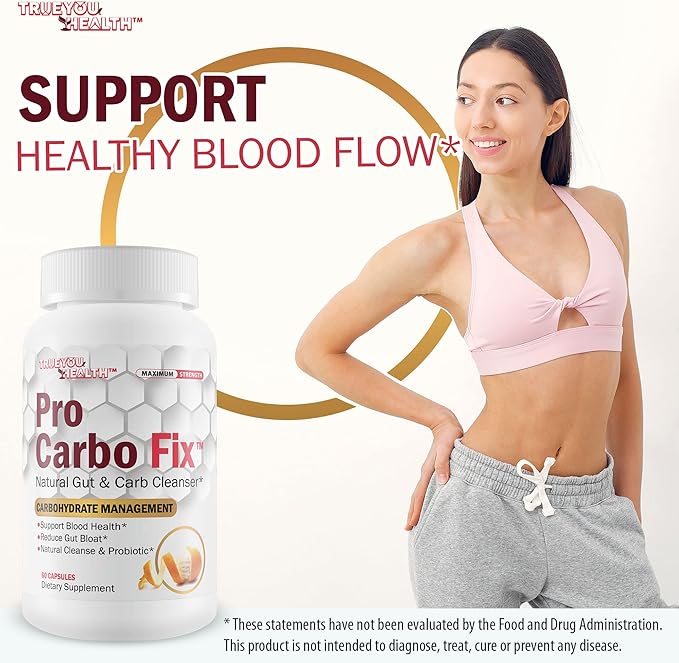 Pro Carbo Fix - Natural Gut & Carb Cleanse Supplement - Plant Based Formula w/Probiotics - Support Digestive Health & Blood Health - Help Flush Carbs & Toxins - Promote Regularity & Reduced Gut Bloat