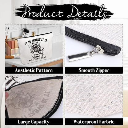 Raccoon Gifts Makeup Bag - Sarcastic Raccoon Cosmetic Bag with Zipper, Funny Gag Humor Gifts for Animal Lovers, Christmas Birthday Present for Sister Daughter Mother Besties Friends