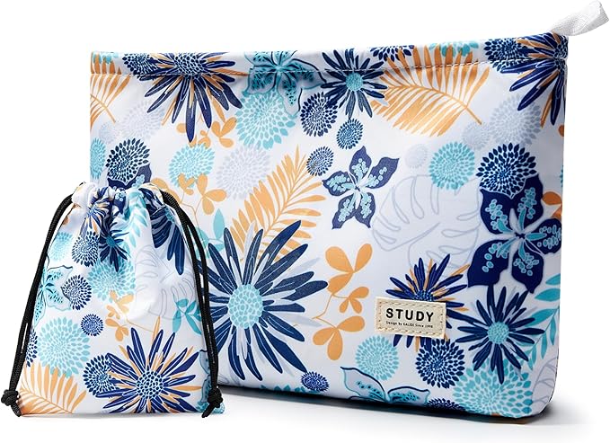 WLLWOO WLLWOO 2pcs Travel Make Up Bags-Cosmetic Bag Nylon Waterproof Large Wide Zipper Coin Purse Travel Toiletry Small Makeup Pouch For Women