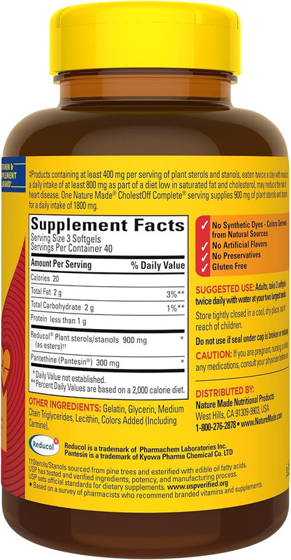 Nature Made CholestOff Complete, 120 Softgels, 20 Day Supply