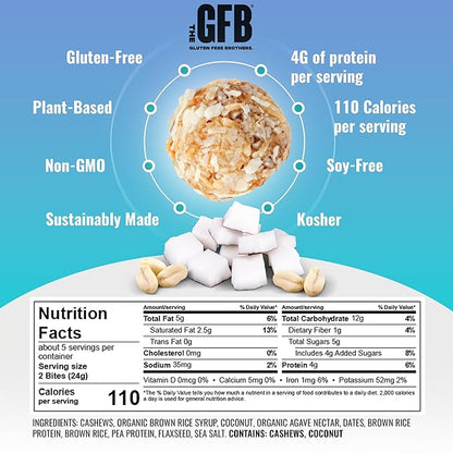 The Gluten Free Brothers Gluten Free Protein Bites Variety Pack – Non GMO, Soy Free, Vegan – Snack Size Plant Based Protein Energy Balls, 4 Oz (6 Count)