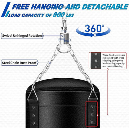 Heavy Punching Bag for Adults, 4FT New Upgrade PU Boxing Bag Set, Punch Bag with 12oz Boxing Gloves for MMA Karate Kickboxing Muay Thai Training Kickboxing Boxing -Unfilled