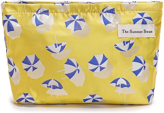 Summer Swan | Large Floral Mid-day Clutch | Period Kit & Hygiene Skincare Bag (Umbrella Yellow)