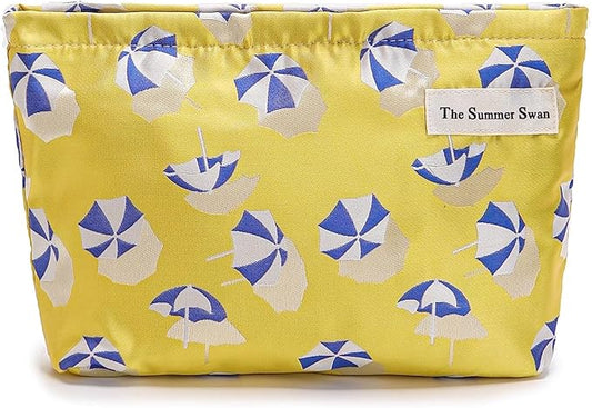 Summer Swan | Large Floral Mid-day Clutch | Period Kit & Hygiene Skincare Bag (Umbrella Yellow)