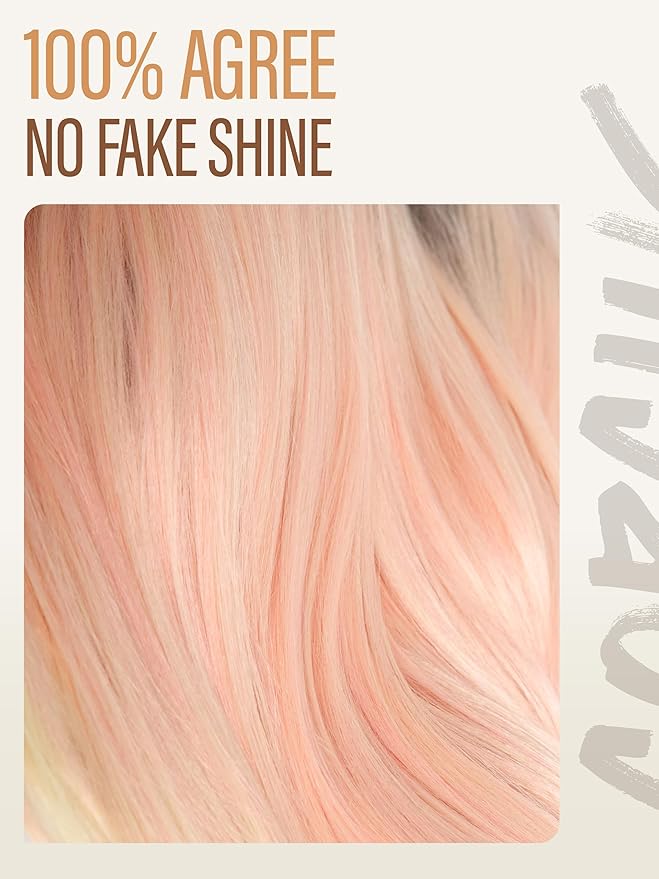 GORGIUS Straight Glueless Wig with Bangs Ombre Peach Pink Layered Hair Ready-to-Go Synthetic Bang Wigs with Realistic Scalp 24 Inch