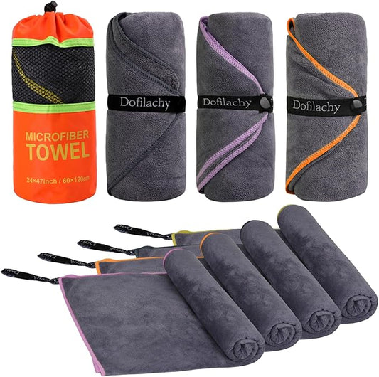 Dofilachy 4 Pack Camping Towel - Quick Dry (4, Orange)