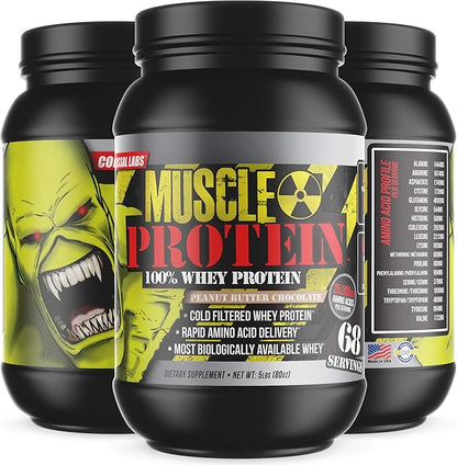 Whey Protein Powder [10 lbs/Pack of 1]– Peanut Butter-Chocolate Protein, Cold Filtered, 25g Pure Protein, 6.6g BCAAs/Serving (Packaging May Vary)