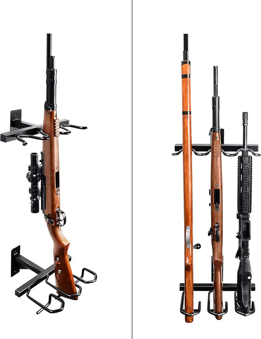 Gun Rack, Gun Rack Wall Mount for Rifles and Shotguns, Rifle Rack - Heavy Duty Steel, 3-Slot