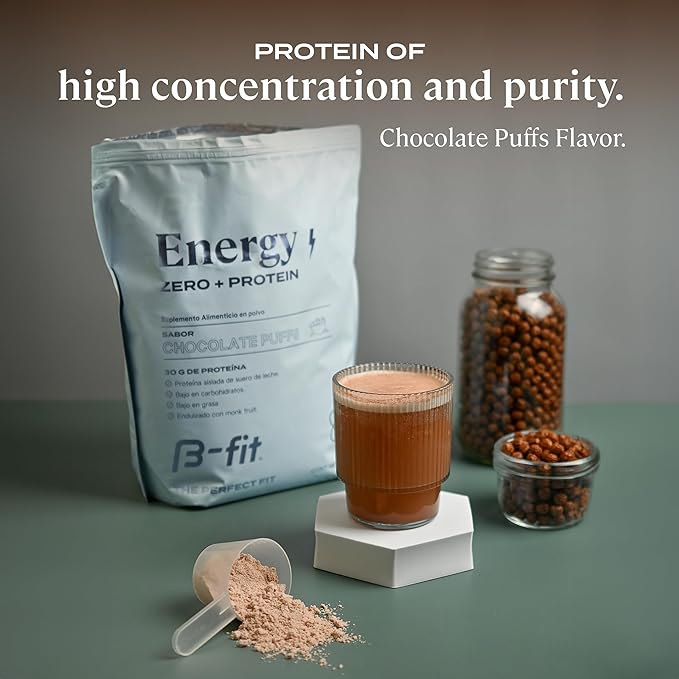 Whey Zero Protein 600 gr - Chocolate Puffs Flavor - High Purity and Concentration Amino Acids - Easy Absorption - Low in Fat and Carbohydrates -17 Servings