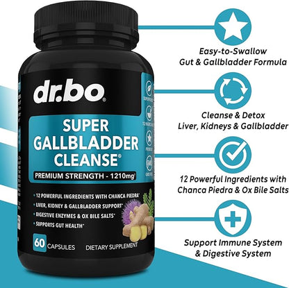 Gallbladder Supplements Cleanse Formula Support - Keto Digestive Enzymes with Ox Bile Supplement, Chanca Piedra & Betaine HCL - Gallstone Dissolver Kidney Liver Gall Bladder Flush Detox Stone Breaker