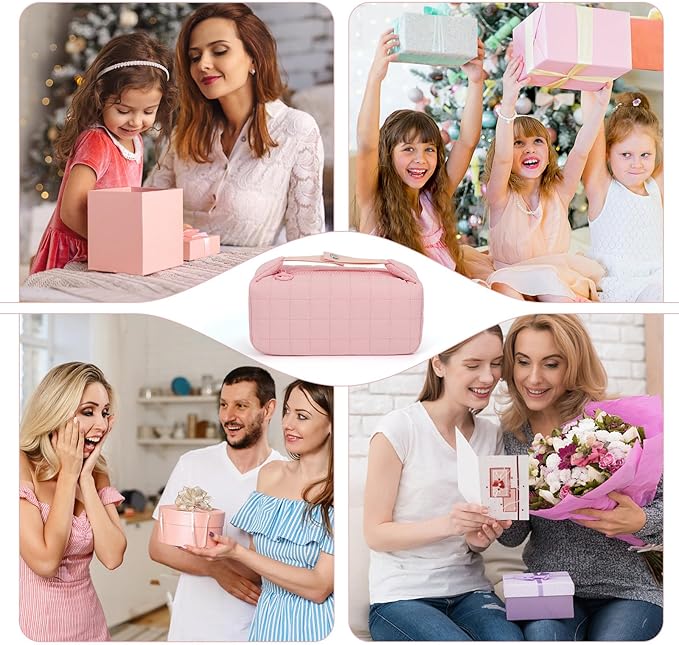 Makeup Bag Travel Cosmetic Bag for Women Girls, Zipper Make Up Pouch, Water-resistant Toiletry Bag, Portable Small Makeup Bag, Cosmetic Travel Tool Pouch, Pink