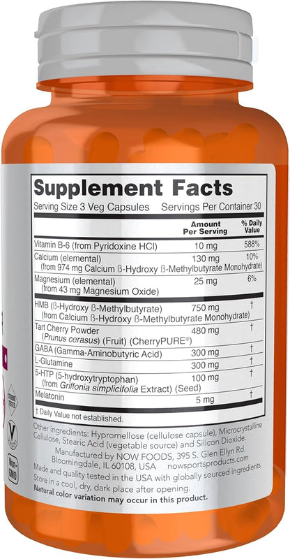 NOW Foods Sports Nutrition, R&R Rest and Repair, Recovery*, Promotes Restful Sleep*, Preserves Lean Mass, Reduces Post-Workout Soreness*, Vegan, NGMO, 90 Veg Capsules