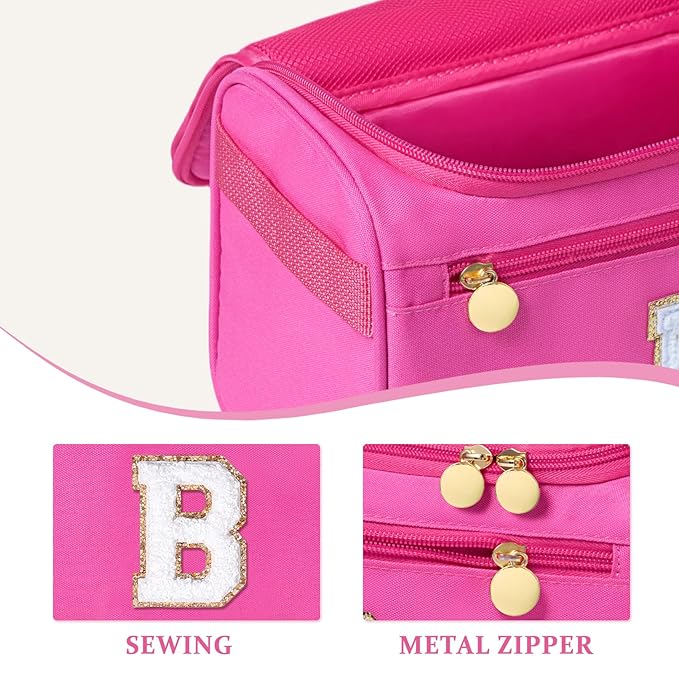 COSHAYSOO Popular Social Worker Volunteer Appreciation Gifts Thank You Office Work Anniversary Present for Admin Assistant Secretary, Initial Hanging Toiletry Bag Waterproof Hot Pink Letter B
