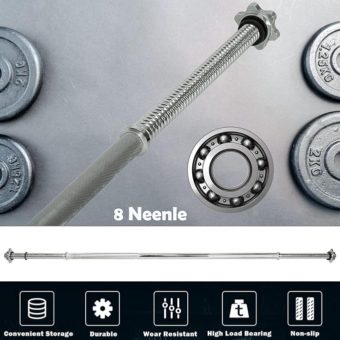 Threaded Chrome Barbell Bar 1-2 Inch Barbell Diameter