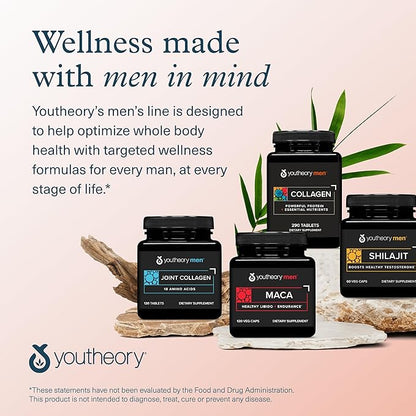 Youtheory Men's Collagen - 5,000 mg Collagen - Daily Collagen Supplements for Men - Hair & Skin Support* - Gluten, Soy & Dairy Free - 290 Tablets