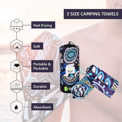 4Monster Camping Towels 3 Size at 1 Pack