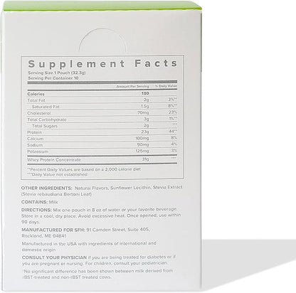 SFH Pure Whey Protein Powder | Best Tasting Grass Fed New Zealand Whey | All Natural | 100% Non-GMO, No Artificials, Soy Free, Gluten Free | Vanilla (Pack of 10 Single Serves)