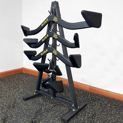 Gym Fitness LAT Pull Down Bar Storage Rack for Mag Grip - Heavy Duty A-Frame Stand for LAT Pulldown Attachments