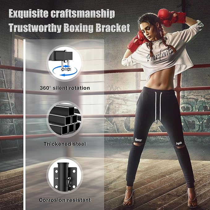 Heavy Bag Hanger - Wall Mount Punching Bag Hanger, Adjustable Heavy-Duty Boxing Bag Wall Bracket, Punching Bag Mount Stand for Home or Gym, for Kickboxing Bag, Muay Thai Bag,Etc (Supports up to 800Ib)
