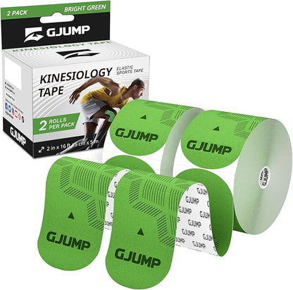Kinesiology Tape, Original Cotton Elastic Athletic Tape for Muscle Strain Relief & Joint Support, 40 Count Precut Strips 2 Rolls, Waterproof & Breathable Sports Tape for Support and Recovery