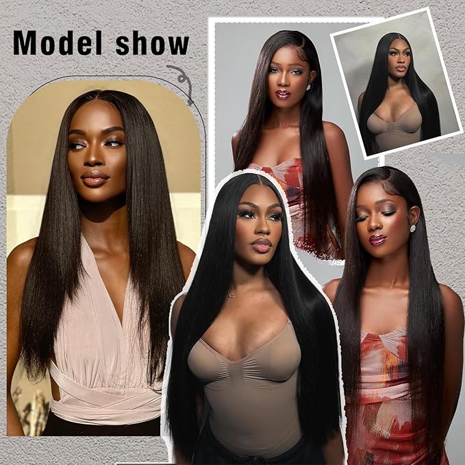 7x5 HD Lace Wear and Go Glueless Wig Human Hair Pre-Plucked, Pre-Cut Lace Glueless Wigs, No Glue Lace Front Closure Wig Straight, 180% Density, 34inch