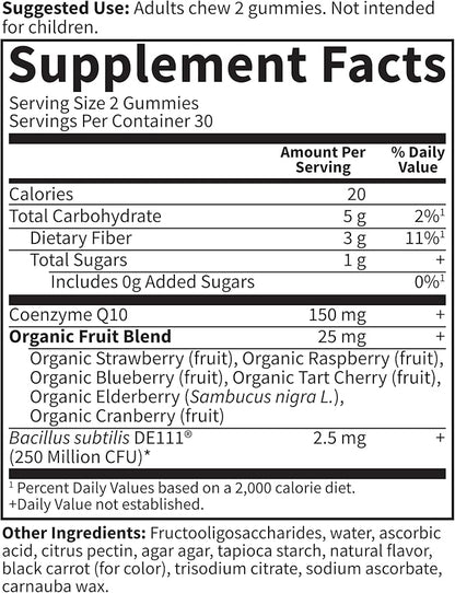 CoQ10 Gummies 150 mg, Coenzyme Q10 for Heart Health, Energy Production & Healthy Aging + Prebiotics & Probiotics for Digestion, Vitamin Code Non-GMO, Gluten-Free, 60 Strawberry Gummies, 30 Day Supply