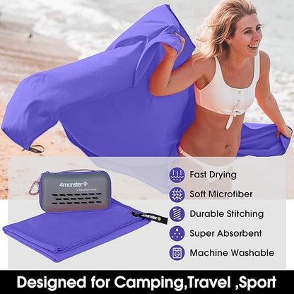4Monster Camping Towels Super Absorbent (40.00" x 20.00", Purple)