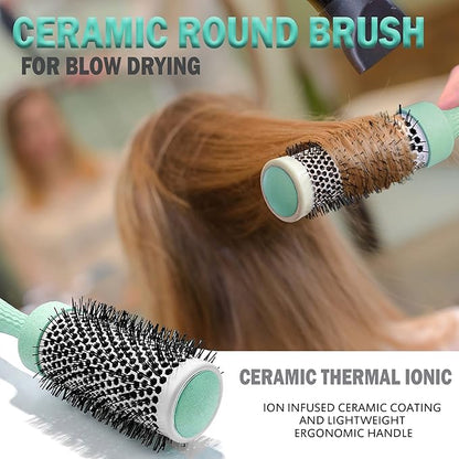 Fiora Naturals Hair Brush Set - Detangler, Round Brush, and Comb for Women - Bio-friendly Brushes for All Hair Types including Natural, Fine & Curly - Ideal for Detangling and Blow Drying