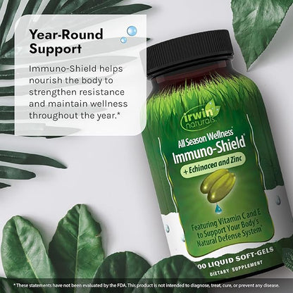 Irwin Naturals Immuno-Shield - 100 Liquid Softgels, Pack of 2 - All Season Wellness for Body's Natural Defense System - 32 Total Servings