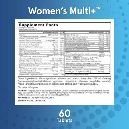 Jarrow Formulas Women's Multi+ Lustriva Hair Growth for Women, Vitamin A, D, Zinc & Lutein, 60 Tablets, 30 Day Supply