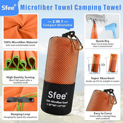 Sfee 2 Pack Microfiber Travel Towel