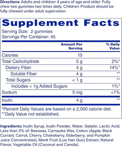 Phillips’ Fiber Good Gummies, Prebiotic Fiber Supplement with Inulin Soluble Fiber for Adults and Children, Fruit Flavored Daily Fiber Gummies, 4g of Fiber Per Serving , 90 Count