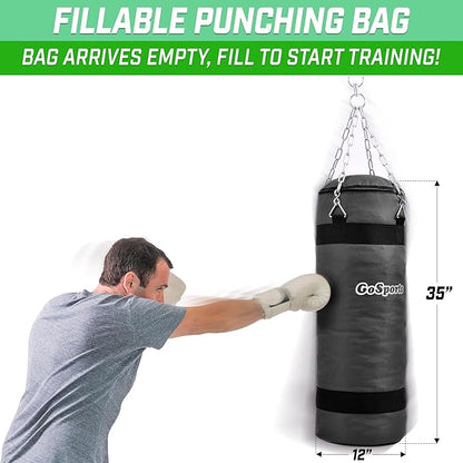 GoSports Fillable Punching Bag Training Aid - Great for Boxing, MMA, Muay Thai and More, Fill with Clothes and Rags