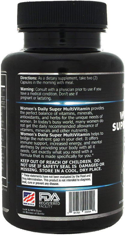 Women's Daily Super Multi-Vitamin for Women - 180 Ct Blend of Vitamins, Minerals, Plus Herbs for Energy, Focus, and Womens Health