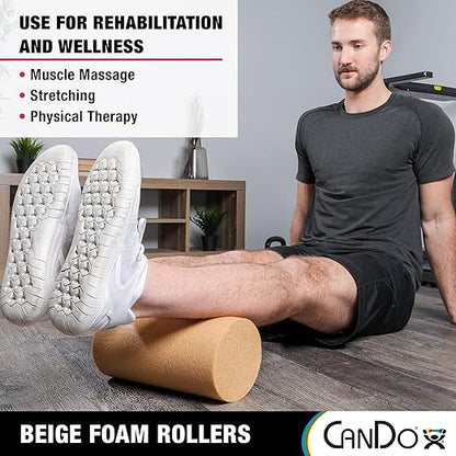 CanDo Beige PE Foam Rollers for Muscle Restoration 6" x 36" Round