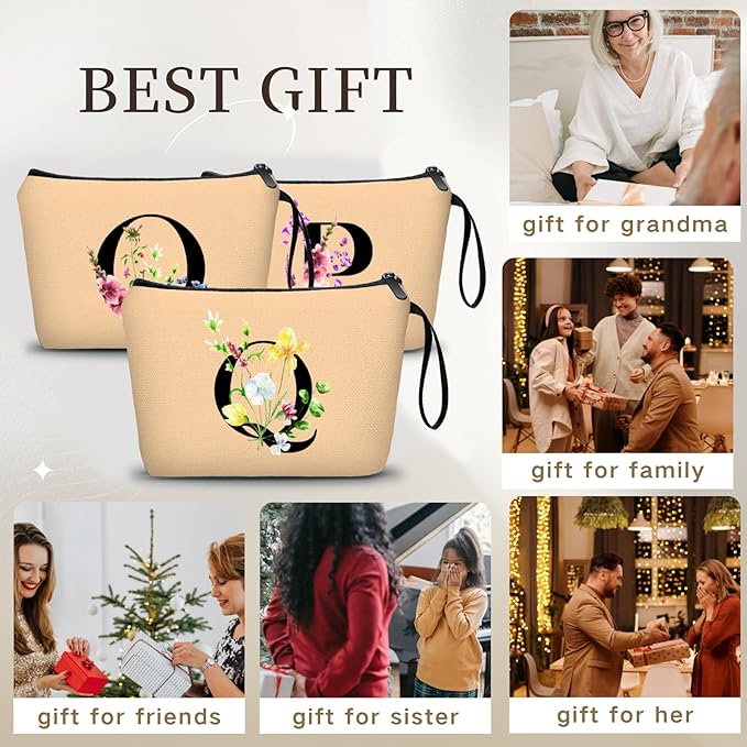 SEAMOON Birthday Thank You Appreciation Monogrammed Gifts for Mom Aunt Teacher Sister Friend Coworkers Bride Bridesmaid Makeup Cosmetic Bag with Mirror Mothers Day Christmas Graduation Q