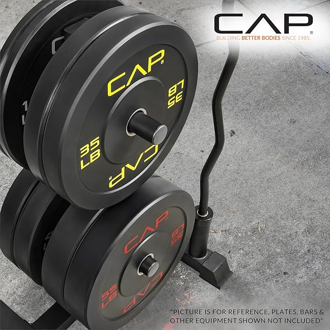 CAP Barbell Olympic Bumper Plate Tree Rack with 4 Weight Plate Posts and 2 Barbell Storage Holders | Multiple Colors