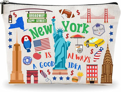 New York Makeup Bags For Women，New York Is Always a Good Idea, Travel Cosmetic Bag, Toiletry Pouch, Small Zipper Storage Bag, New York Themed Gifts, Women Essentials - D02