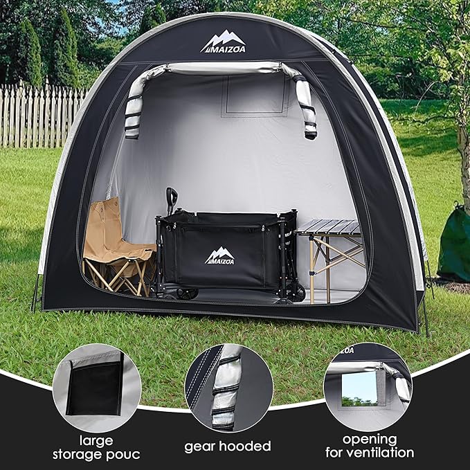 Outdoor Bike Covers Storage Shed Tent,Outdoor Portable Bicycle Storage Sheds,210D Oxford Thick Waterproof Fabric,Bike Covers Shelter for Motorcycle,Garden Tools,Toys,Lawn Mower(L-Black)…