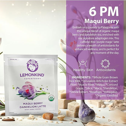 LEMONKIND Organic 3 Day Cleanse with Clinically Studied Prickly Pear - Keto-friendly, Plant-Based Protein & Gluten-Free, 15 Lattes (Coffee, Chocolate, Vanilla, Maqui & Matcha) + Blender Bottle