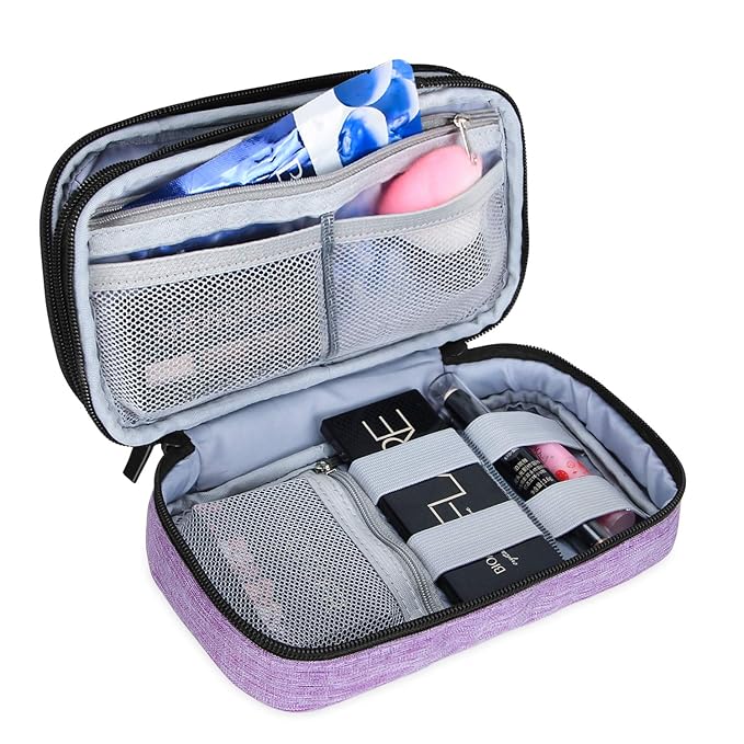 Teamoy Travel Makeup Brush Bag(up to 8.5"), Professional Cosmetic Bags Organizer Case with Handle Strap for Makeup Brushes and Beauty Supplies-Small, Purple (No Accessories Included)