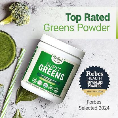 Super Greens Daily Greens Superfood Powder - Certified USDA Organic Green Powder w/20+ Whole Foods, Spirulina Powder, Wheat & Barley Grass - Probiotics, Fiber & Enzymes - Original Flavour, 30 Servings