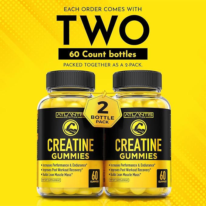 Creatine Monohydrate Gummies for Strength & Athletic Performance - 5g Creatine Per Serving - Creatine Chews to Build Muscle, Increase Performance & Improve Post Workout Recovery - 120 Creatine Gummies