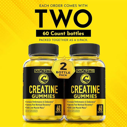 Creatine Monohydrate Gummies for Strength & Athletic Performance - 5g Creatine Per Serving - Creatine Chews to Build Muscle, Increase Performance & Improve Post Workout Recovery - 120 Creatine Gummies