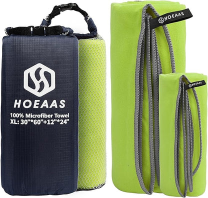 HOEAAS 2 Pack Microfiber Camping Towels
