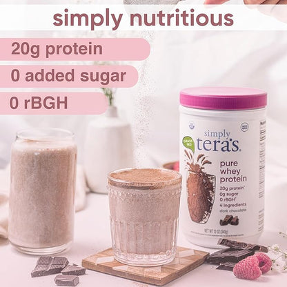 teraswhey Simply Pure Whey Protein, Dark Chocolate, 24 oz