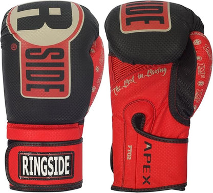 Ringside Apex Flash Sparring Gloves, IMF-Tech Synthetic Boxing Gloves with Secure Wrist Support, Ideal for Men and Women, Black and Red, 16 oz
