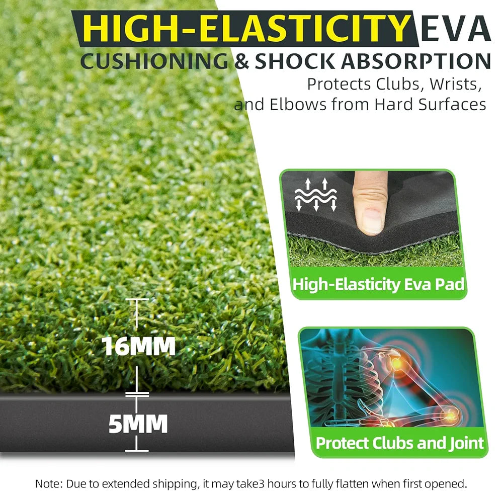 Thickened Dual-Turf Golf Mat: 5x4ft 31mm/21mm Heavy-Duty Golf Hitting Mats Practice Outdoor/Indoor, Elite Dense Artificial Turf Matt Training Aid for Backyard/Garage/Driving Range/Simulators