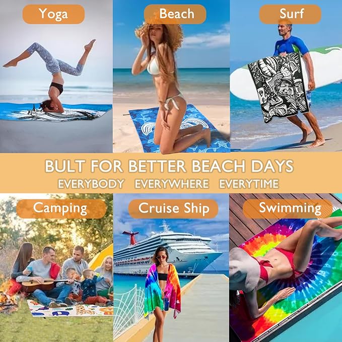 Beach Towel - Microfiber Beach Towels(71" x 40" 1Pcs) -