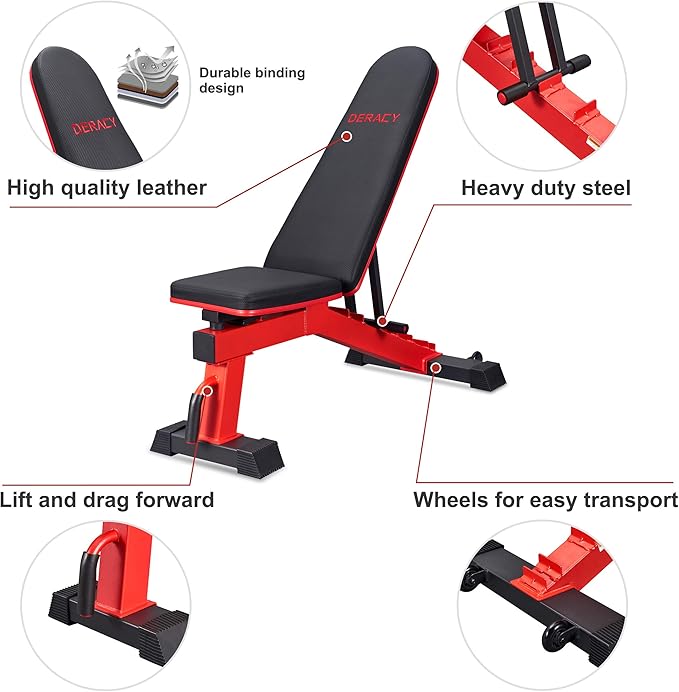 DERACY Adjustable Weight Bench for Full Body Workout